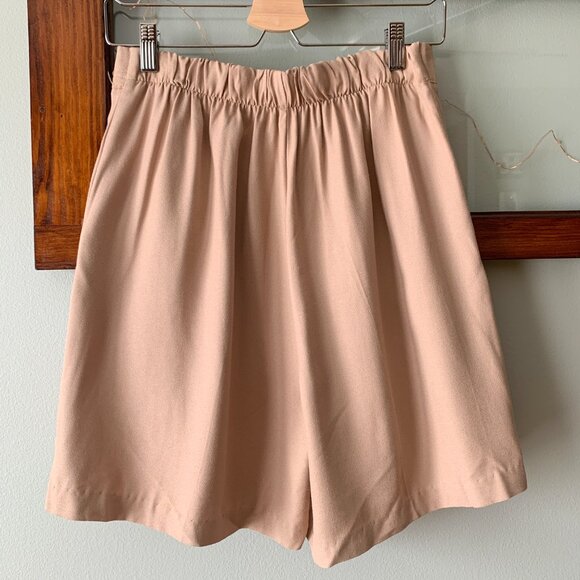Pleated Wide Leg Shorts S/M 28 Waist Khaki Tan - Picture 5 of 15